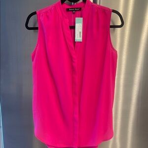 Sweet Rain Pink Sleeveless Blouse with Mandarin Collar